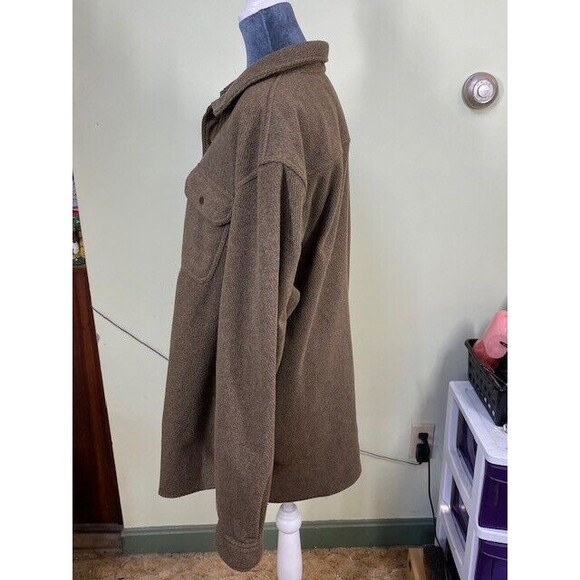 LL Bean Shirt Jacket Sz XL Brown Overshirt Allagash Fleece Shacket Elbow Patches - Picture 6 of 12